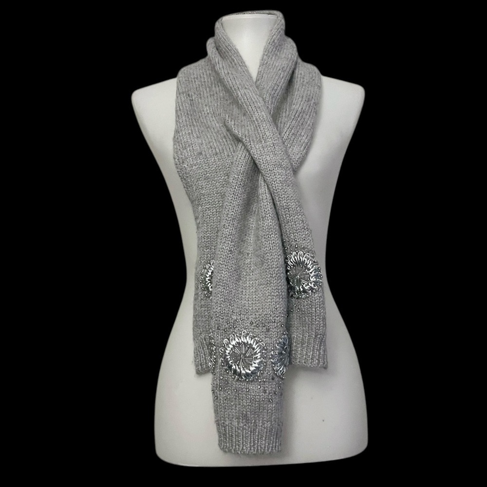 Talbots wool alpaca mohair blend gray scarf chic girly snow winter